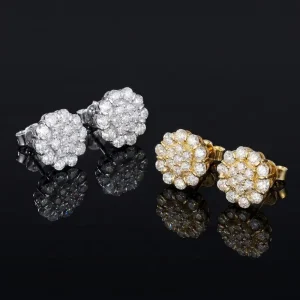 Hip Hop S925 Moissanite Earrings VVS D Color Sunflower Design for Men and Women