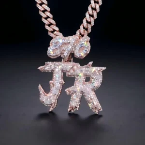 Hip Hop S925 Silver Iced Out D VVS1 Jagged Letter Heavy Pendant Necklace for Stage Street Party