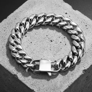 Hip Hop Stainless Steel Punk Double Layer Link Chain Bracelet Unisex Adjustable