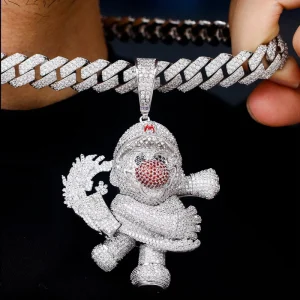 Hip Hop Zirconia Iced Out Custom Cartoon Pendant for Necklace