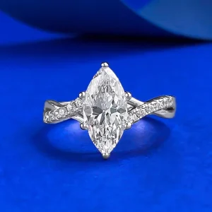 Horse-Eye Solitaire Diamond Engagement Ring