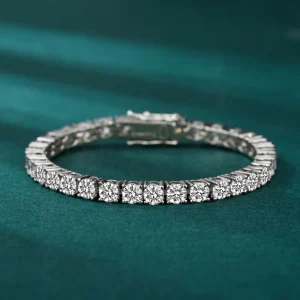 Hot Selling Hip Hop Rapper Ice Clustered 3mm Moissanite Miami Tennis Chain Link Bracelet Sterling Silver 14K Gold