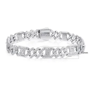 Hypoallergenic Rhombus Zircon Cuban Link Chain Bracelet