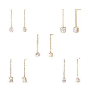 Hypoallergenic S925 Silver D VVS Moissanite Linear Drop Dangle Earrings for Bridal, Wedding, and Prom