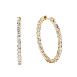 IGI Certificated CVD Lab-Grown Diamond 14K 18K Solid Gold Solitaire Round Stud Hoop Earrings