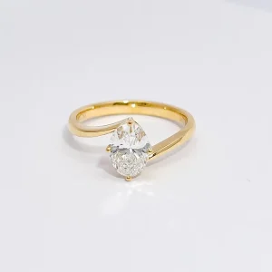 IGI-Certified 1CT Oval-Cut DEF VS Lab-Grown Diamond Ring, 18K Gold Twisted Band