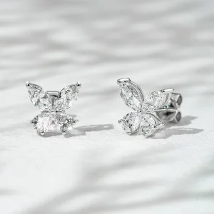 IGI-Certified Butterfly Lab-Grown Diamond 10K Solid Gold Earrings, CVD/HPHT
