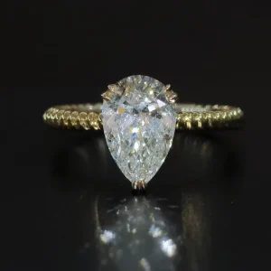 IGI-Certified VS2 E 2-Carat Pear-Shaped Lab-Grown Diamond Ring, Pt950, Wedding Engagement Custom Women’s Jewelry