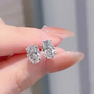 IGI Oval Diamond Earrings Set in 9K 14K 18K Gold Diamond Earrings Diamond Stud Earrings