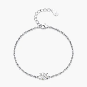 Ice Flower Cut Oval Zircon Ripple Chain Bracelet, 925 Sterling Silver