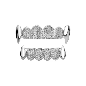 Iced Out Hip Hop Diamond Teeth Customised Zircon Solid Brass Grillz Jewelry