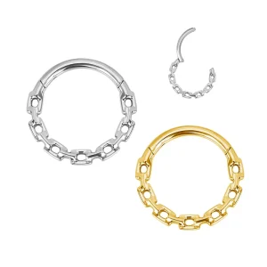 Implant-Grade F136 Titanium Chain Hinged Segment Hoop Ring Nose Ring Body Piercing Jewelry