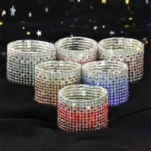 Imported Korean Super Wide Flash Diamond Elastic Crystal Bracelet Bridal Fashion Bangle with Rhinestone