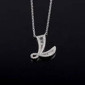 Initials Pendant Charm Custom Letters Alphabet A-Z 18k Gold Letter Pendant Natural Diamond Necklace