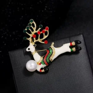 Integrated Die-Cast Alloy Christmas Enamel Brooches with Even-Color Coating