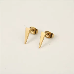 Inverted Triangle Hypoallergenic 316L Stainless Steel Stud Earrings 18K Gold Plated