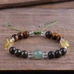Iron Stone Bead Bracelet with Tiger’s Eye