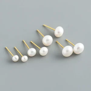 Irregular 18K Gold-Plated 925 Sterling Silver Drop Hoop Earrings Freshwater Baroque Pearl