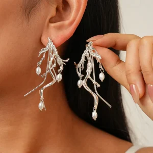 Irregular Sculptural Pearl Drop Earrings