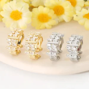 Irregular Zircon Clip-On Earrings, No-Piercing