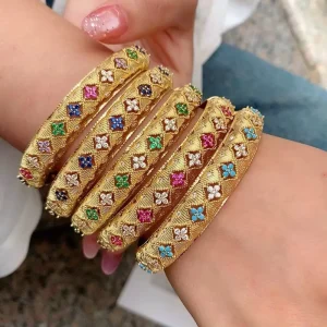 Italian Gold-Plated Cubic Zirconia Bridal Engagement Bracelet