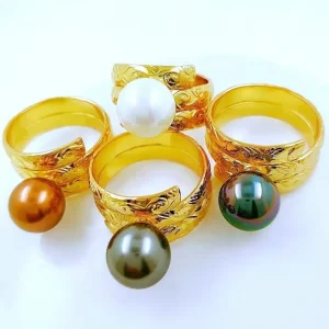 JX28 3-Band Pearl Ring, Hawaiian Polynesian Heirloom Design
