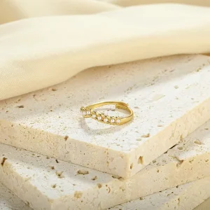 Japanese Korean Minimalist Pearl Ring Gold-Plated Stainless Steel