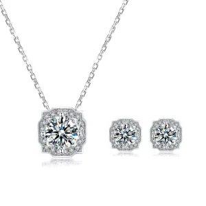 Jewelry Set Diamond 925 Sterling Silver Moissanite Earring Necklace Set