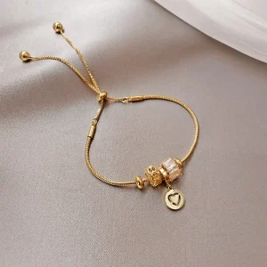 Korean Bead Bracelet for Women Love Adjustable Bangle
