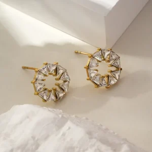 Korean-Style Diamond-Encrusted Earrings, Daily Wear for Women
