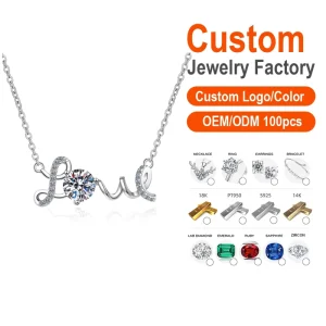 LOVE Zircon Pendant Necklace S925 Silver Micro-Set