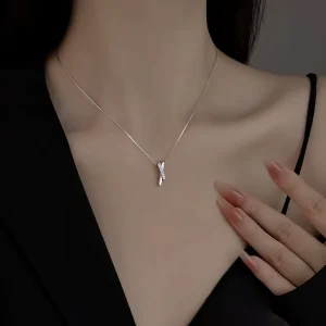 LT-158 925 Sterling Silver Collarbone Chain Pendant Necklace