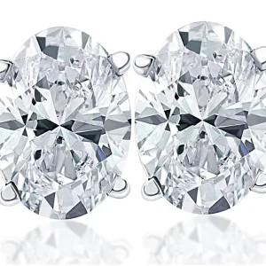 Lab Grown Brilliant Cut Stud 14k White Gold Earrings Gift Box