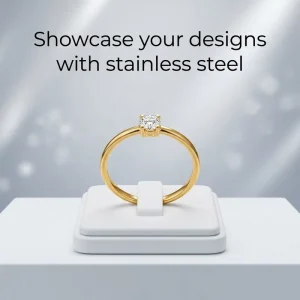 Lab Grown Diamond Custom 14K Solid Gold Steel Eternity Ring with Zircon Round Cut Wedding Band for Women