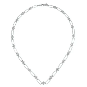 Lab Grown Moissanite Necklace with Round Pendant and Charm Chain
