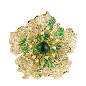 Large Double Peony Flower Brooch for Women