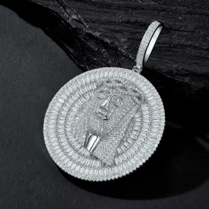 Large Round Iced-Out Moissanite Jesus Statue Pendant for Men