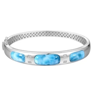 Larimar Gemstone Bracelet in 925 Sterling Silver with Amethyst, Blue Topaz, or Peridot