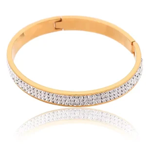 Latest Fashion Stainless Steel Diamond Inlaid High End Bracelet Fashion Bangles
