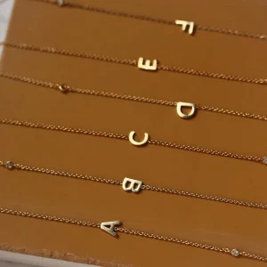 Letter Choker 925 Sterling Silver Chain Pendant A-Z Initial Necklace