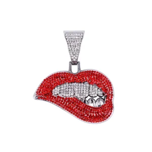 Lip Diamond Zinc Alloy Pendant Phone Case iPad Case Decoration Charm DIY Keychain Necklace Accessory