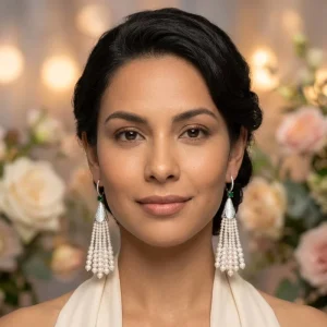 Long 18K Gold-Plated Multi-Strand Rice Pearl Pendant Earrings for Party and Wedding