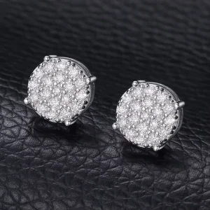 Lot Factory Direct Stud Earrings 925 Sterling Silver Moissanite Iced-Out Crown Stud Hip Hop Jewelry