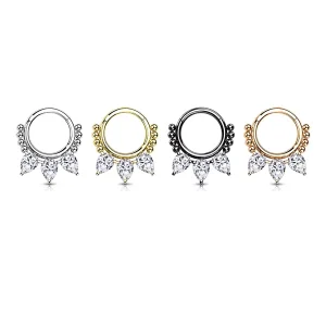 Lotus G23 Titanium Zircon Daith Earring Septum Clicker Nose Ring for Cartilage Helix Piercing