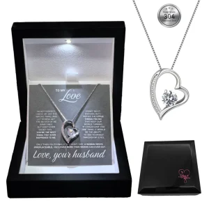 Love Heart Pendant Necklace Stainless Steel Box Chain Zircon