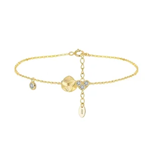 MLSCZB09 925 Sterling Silver Flower Heart Zircon Charm Chain Bracelet for Women