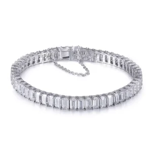 MSB-518 14k White Gold 3x5mm Emerald Cut DEF Moissanite Tennis Bracelet