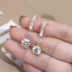 MSE-619 Custom 14K Yellow Gold Moissanite Earrings
