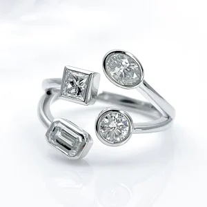 MSR-1098 14K White Gold Multigrained Stone Lab Grown Diamond Wedding Ring