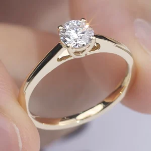MSR-1308 18K Yellow Gold Diamond Wedding Ring 0.5ct Round Cut Solitaire Lab Grown Diamond Ring